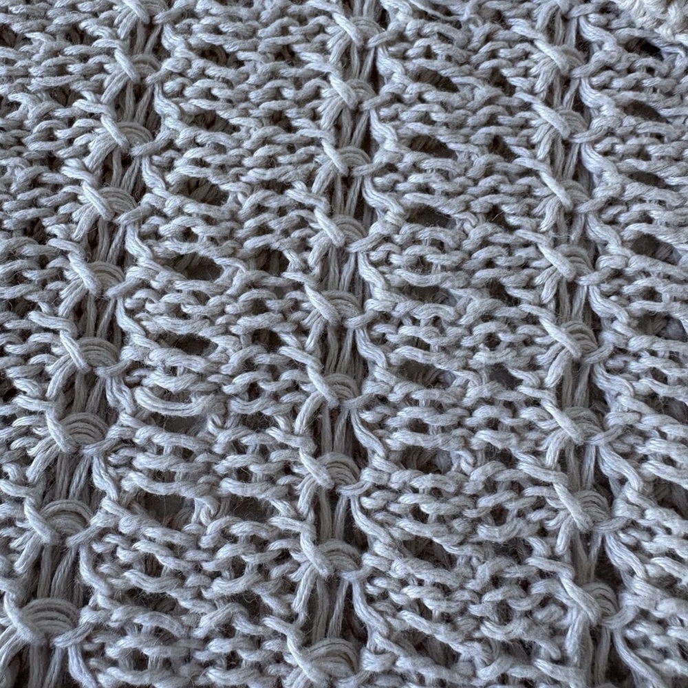 The Limited Small Linen Open Knit Crochet Cream Shirt Sleeve Sweater Boho Beach‎ - Picture 6 of 13